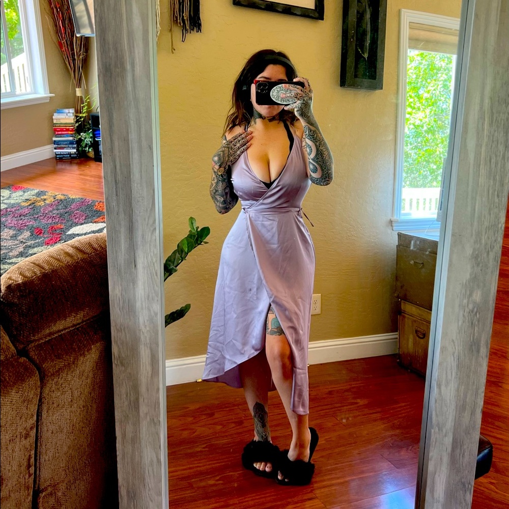 Abercrombie and Fitch lavender silky wrap dress